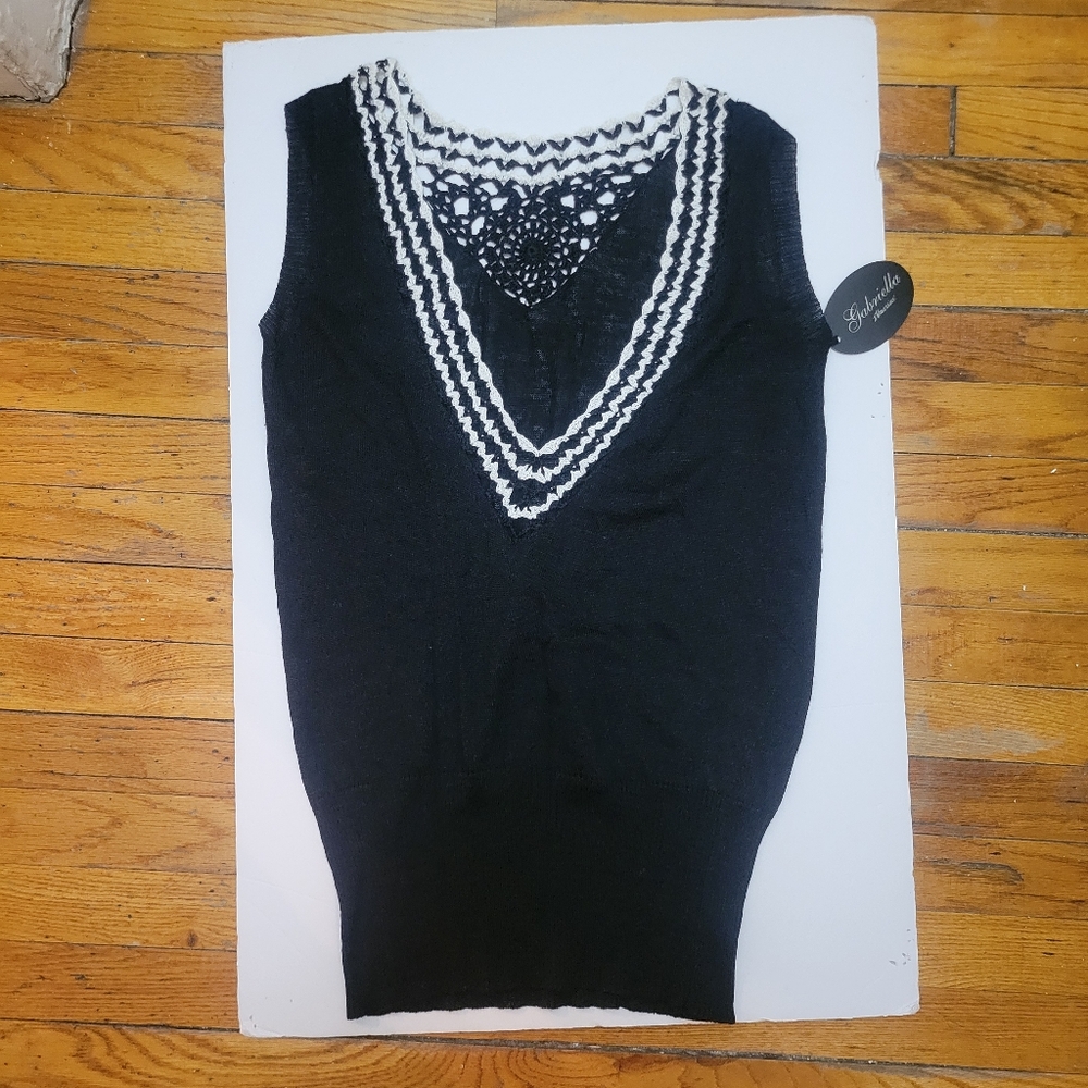 Gabriella Vencini New‎ Crochet Knit Top Coastal Summer Layering Piece